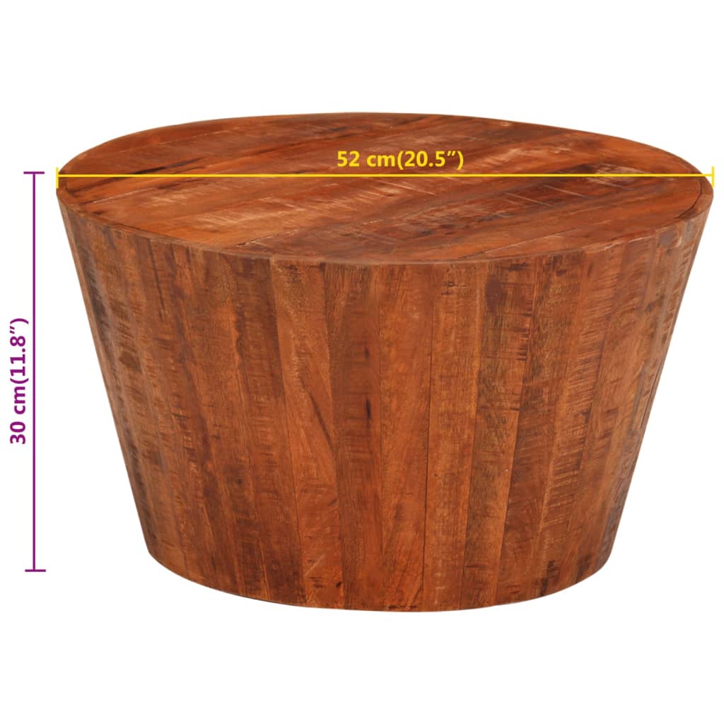 Măsuță de cafea, Ø 52x30 cm, lemn masiv de mango brut Lando - Lando