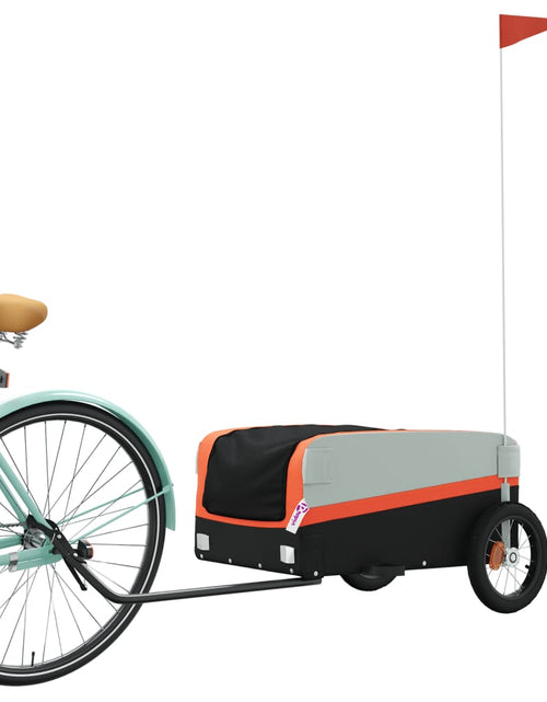 Загрузите изображение в средство просмотра галереи, Remorcă de marfă pentru biciclete negru&amp;portocaliu 30 kg fier - Lando
