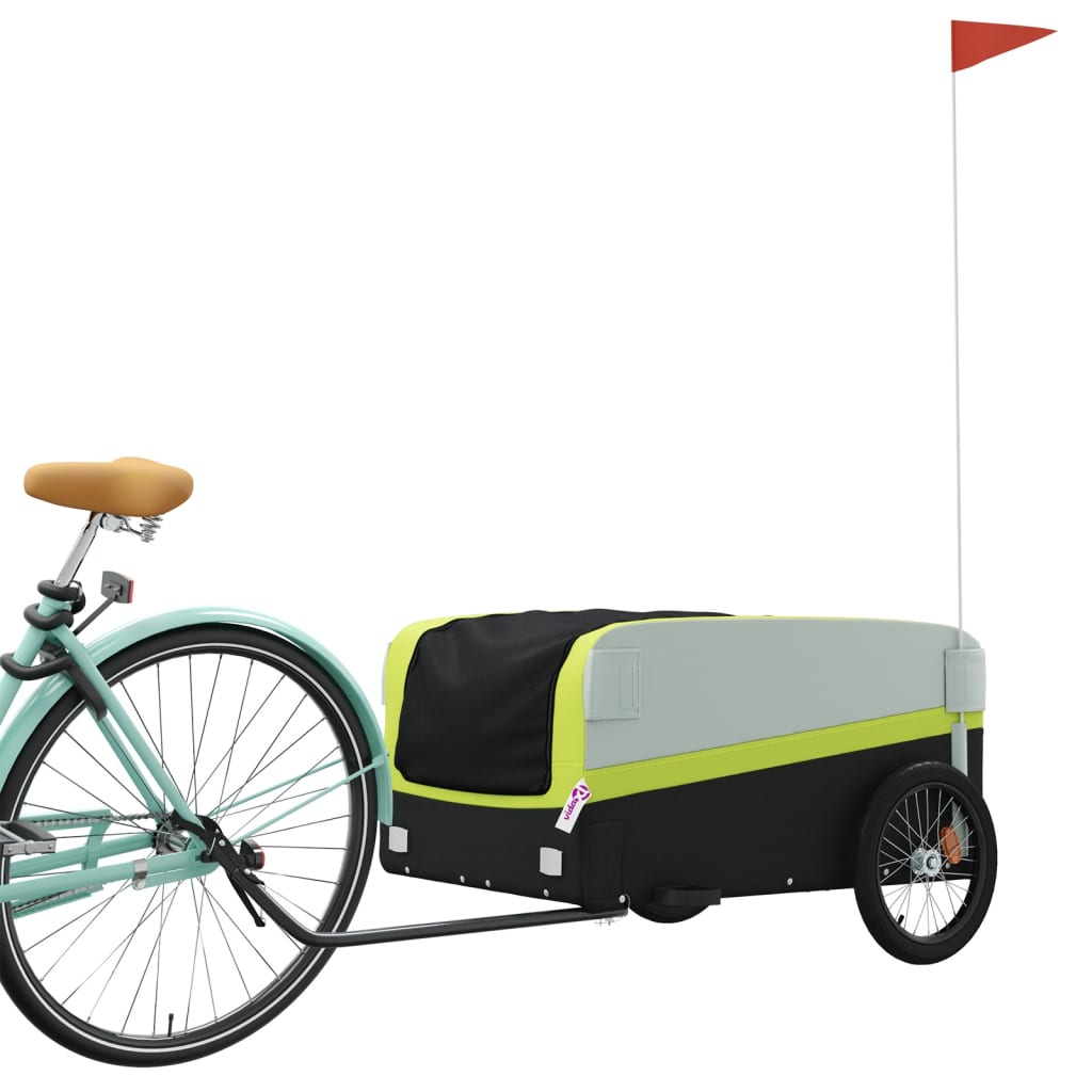 Remorcă de marfă pentru biciclete, negru & verde, 45 kg, fier - Lando