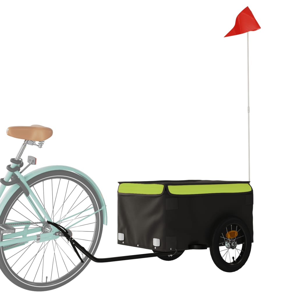 Remorcă de marfă pentru biciclete, negru & verde, 30 kg, fier Lando - Lando