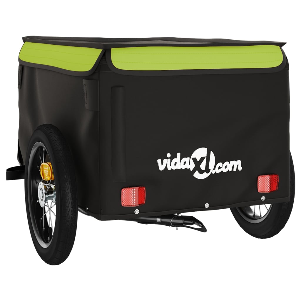Remorcă de marfă pentru biciclete, negru & verde, 30 kg, fier Lando - Lando