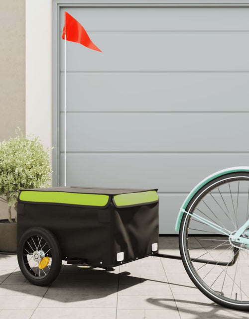 Încărcați imaginea în vizualizatorul Galerie, Remorcă de marfă pentru biciclete, negru &amp; verde, 30 kg, fier Lando - Lando
