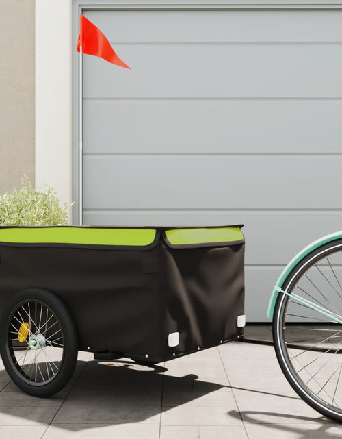 Загрузите изображение в средство просмотра галереи, Remorcă de marfă pentru biciclete, negru &amp; verde, 45 kg, fier Lando - Lando
