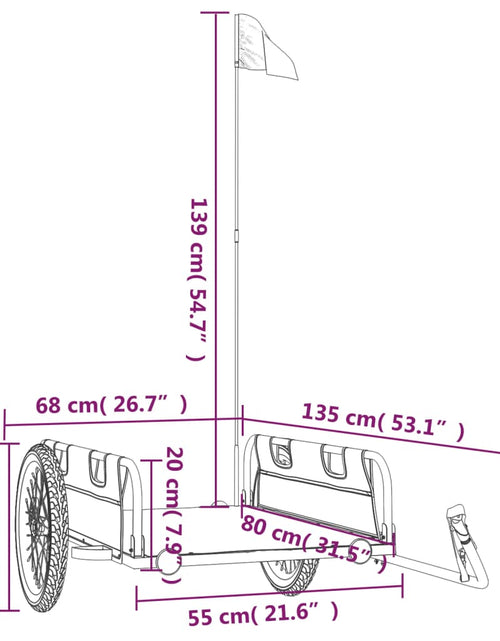 Загрузите изображение в средство просмотра галереи, Remorcă de bicicletă pentru marfă, roșu, textil oxford și fier Lando - Lando
