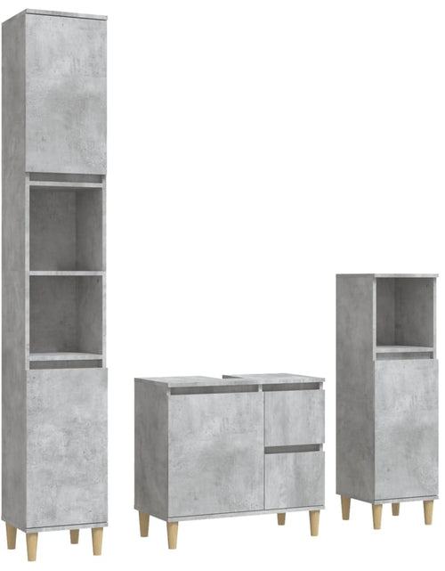 Încărcați imaginea în vizualizatorul Galerie, Set dulapuri de baie, 3 piese, gri beton, lemn prelucrat - Lando
