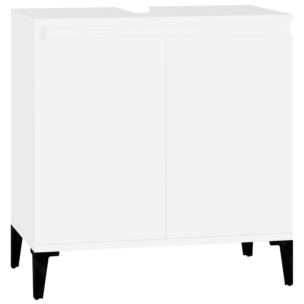 Set mobilier de baie, 3 piese, alb, lemn compozit - Lando