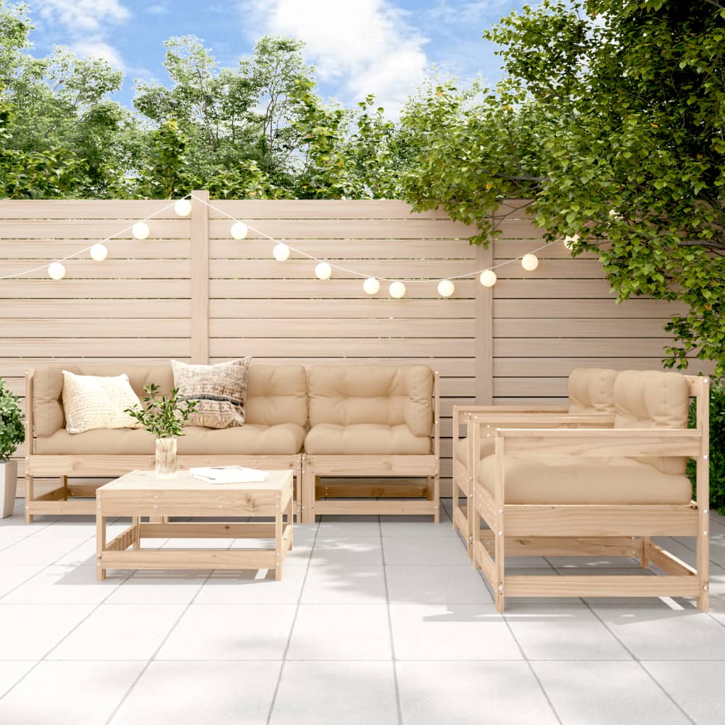 Set mobilier relaxare de grădină & perne 6 piese lemn masiv pin - Lando