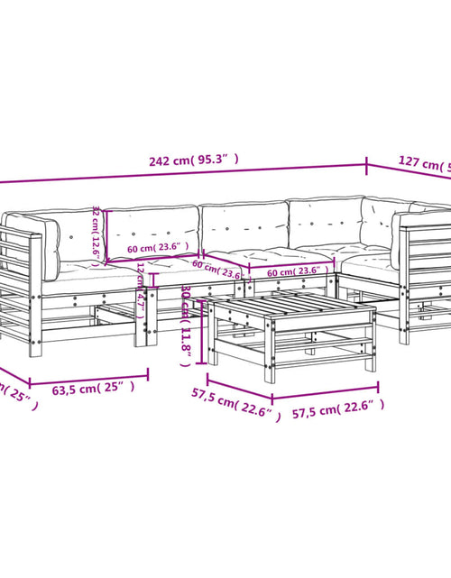 Încărcați imaginea în vizualizatorul Galerie, Set mobilier relaxare de grădină &amp; perne 6 piese lemn masiv pin - Lando
