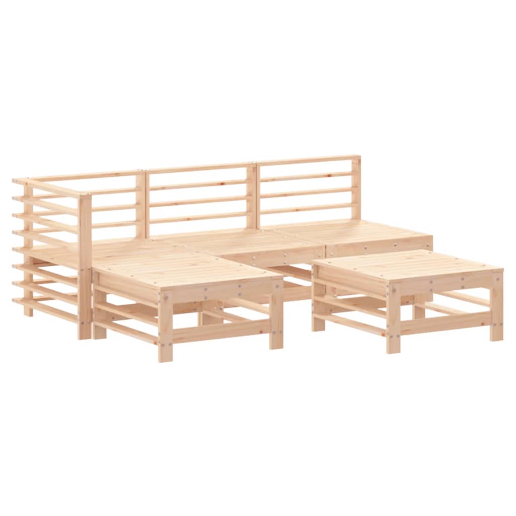 Set mobilier de grădină cu perne, 5 piese, lemn masiv - Lando