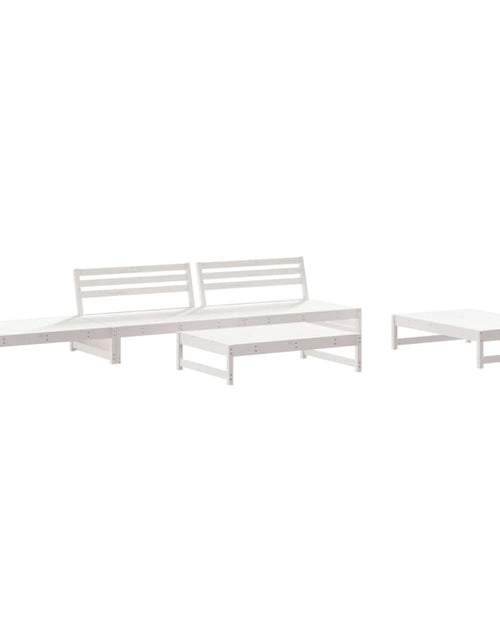 Încărcați imaginea în vizualizatorul Galerie, Set mobilier de grădină cu perne, 5 piese, alb, lemn masiv - Lando

