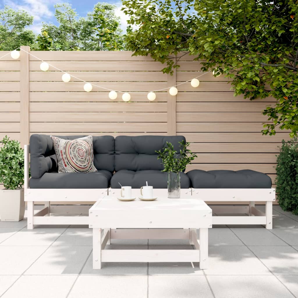 Set mobilier relaxare de grădină, 4 piese, alb, lemn masiv pin - Lando