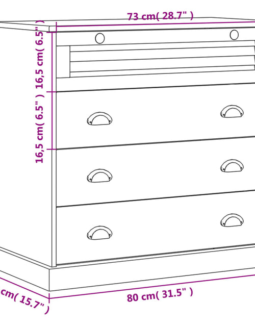 Загрузите изображение в средство просмотра галереи, Comodă cu sertare VIGO, alb, 80x40x76 cm, lemn masiv de pin - Lando
