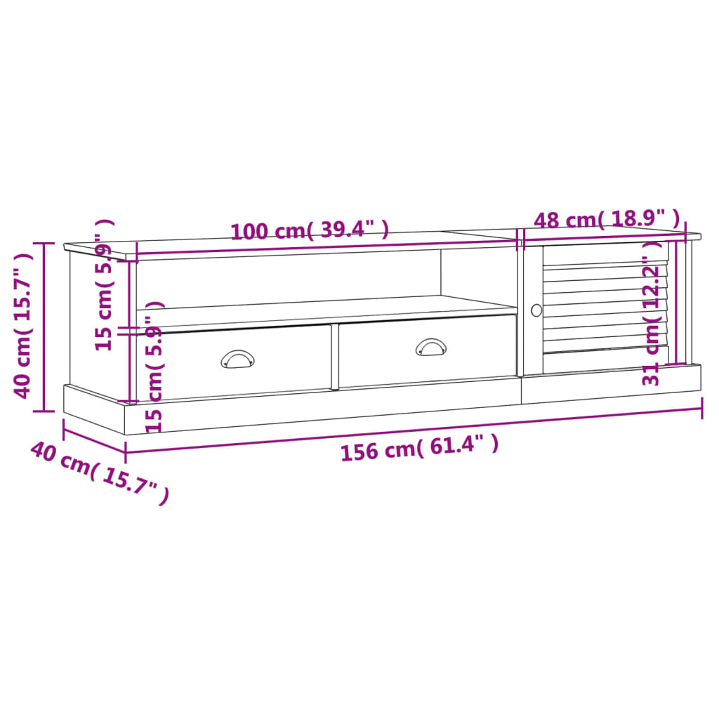 Comodă TV VIGO, gri, 156x40x40 cm, lemn masiv de pin Lando - Lando