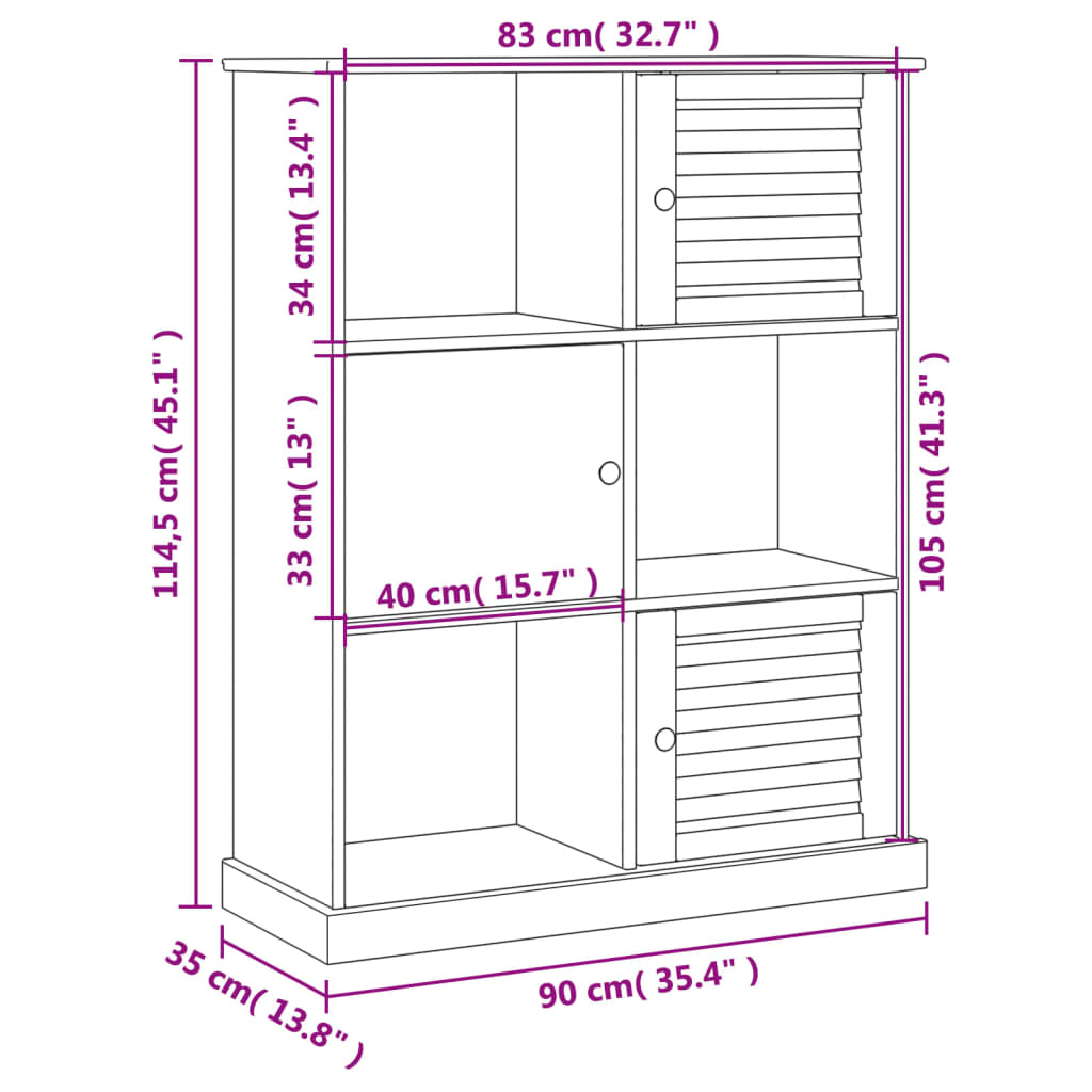 Bibliotecă VIGO, 90x35x114,5 cm, lemn masiv de pin Lando - Lando