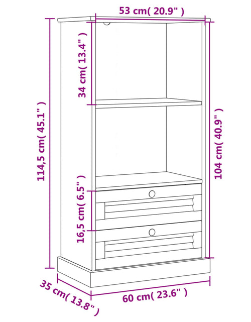 Încărcați imaginea în vizualizatorul Galerie, Bibliotecă VIGO, gri, 60x35x114,5 cm, lemn masiv de pin Lando - Lando
