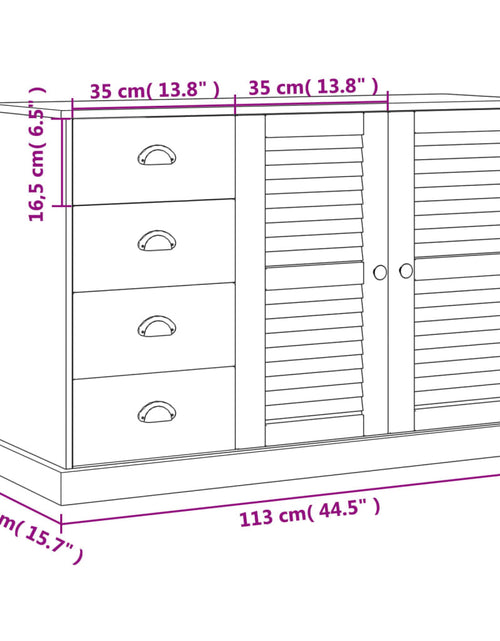 Загрузите изображение в средство просмотра галереи, Servantă cu sertare VIGO, 113x40x75 cm, alb, lemn masiv de pin Lando - Lando
