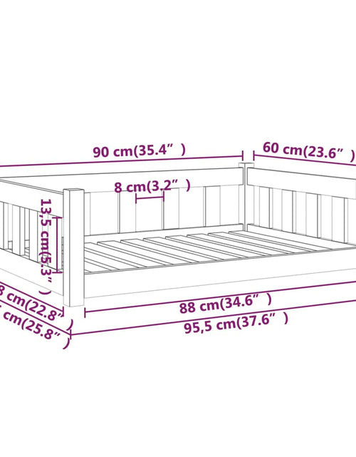 Încărcați imaginea în vizualizatorul Galerie, Pat pentru câini, 95,5x65,5x28 cm, lemn masiv de pin - Lando
