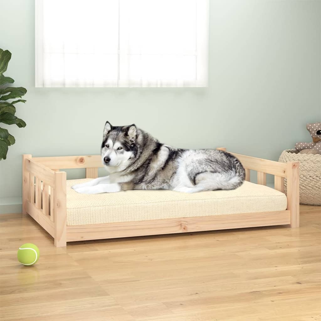 Pat pentru câini, 105,5x75,5x28 cm, lemn masiv de pin - Lando