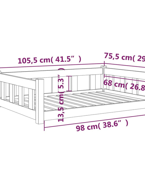 Încărcați imaginea în vizualizatorul Galerie, Pat pentru câini, alb, 105,5x75,5x28 cm, lemn masiv de pin Lando - Lando
