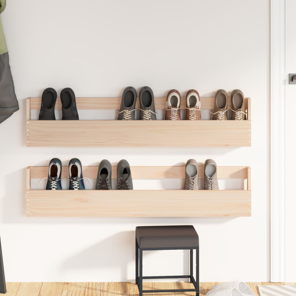 Pantofare de perete, 2 buc., 110x9x23 cm, lemn masiv pin - Lando