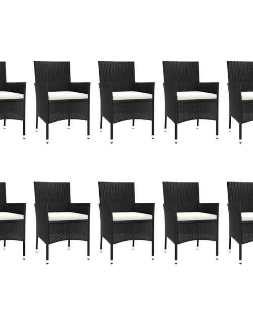 Încărcați imaginea în vizualizatorul Galerie, Set mobilier de exterior cu perne, 11 piese, negru, poliratan - Lando
