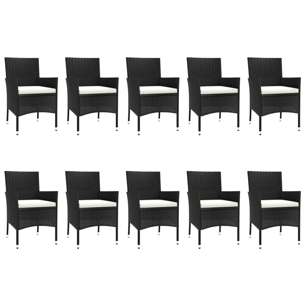 Set mobilier de exterior cu perne, 11 piese, negru, poliratan - Lando