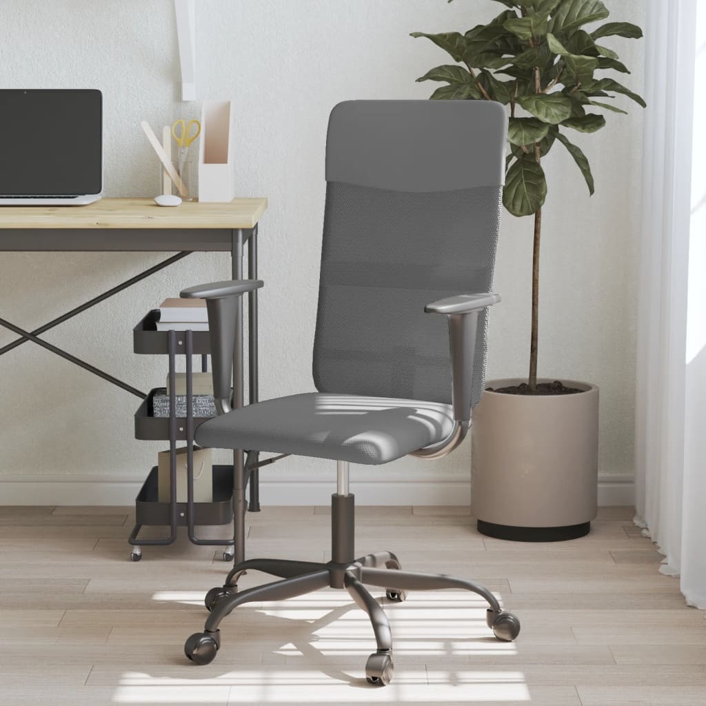 Scaun birou reglabil în înălțime, gri, piele artificială/plasă - Lando