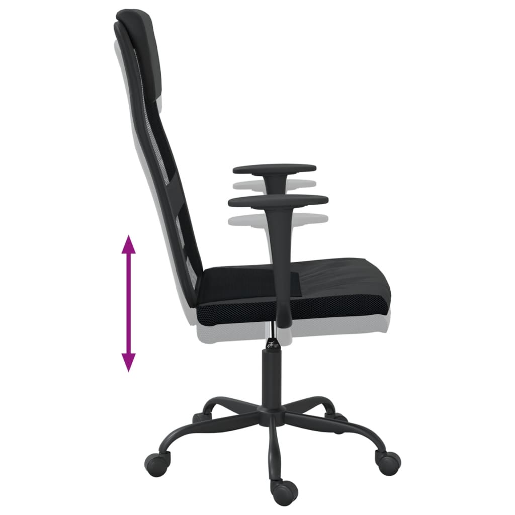 Scaun birou reglabil în înălțime negru piele artificială/plasă - Lando