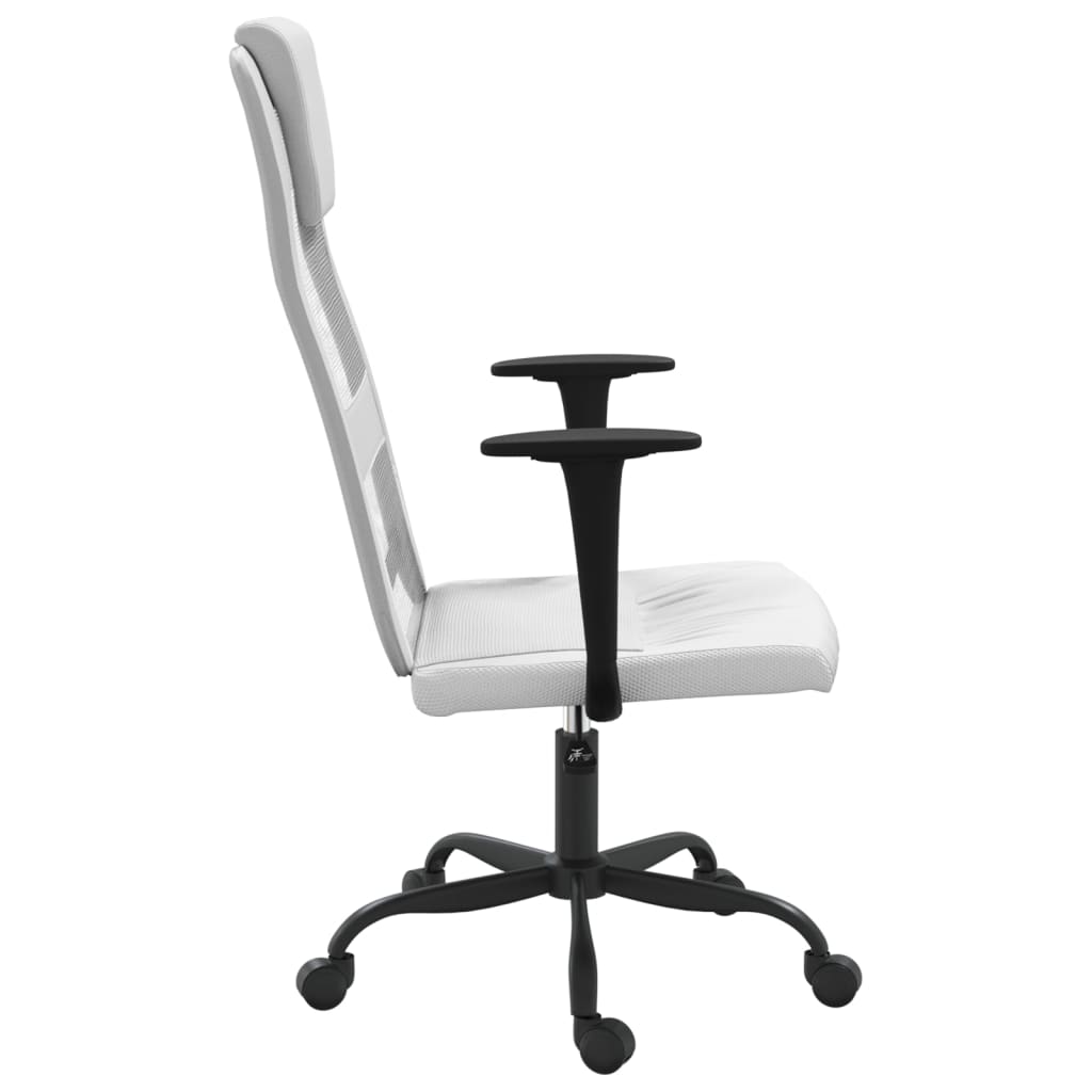 Scaun birou reglabil în înălțime, alb, piele artificială/plasă - Lando