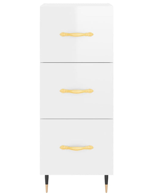 Загрузите изображение в средство просмотра галереи, Servantă, alb extralucios, 34,5x34x90 cm, lemn compozit - Lando
