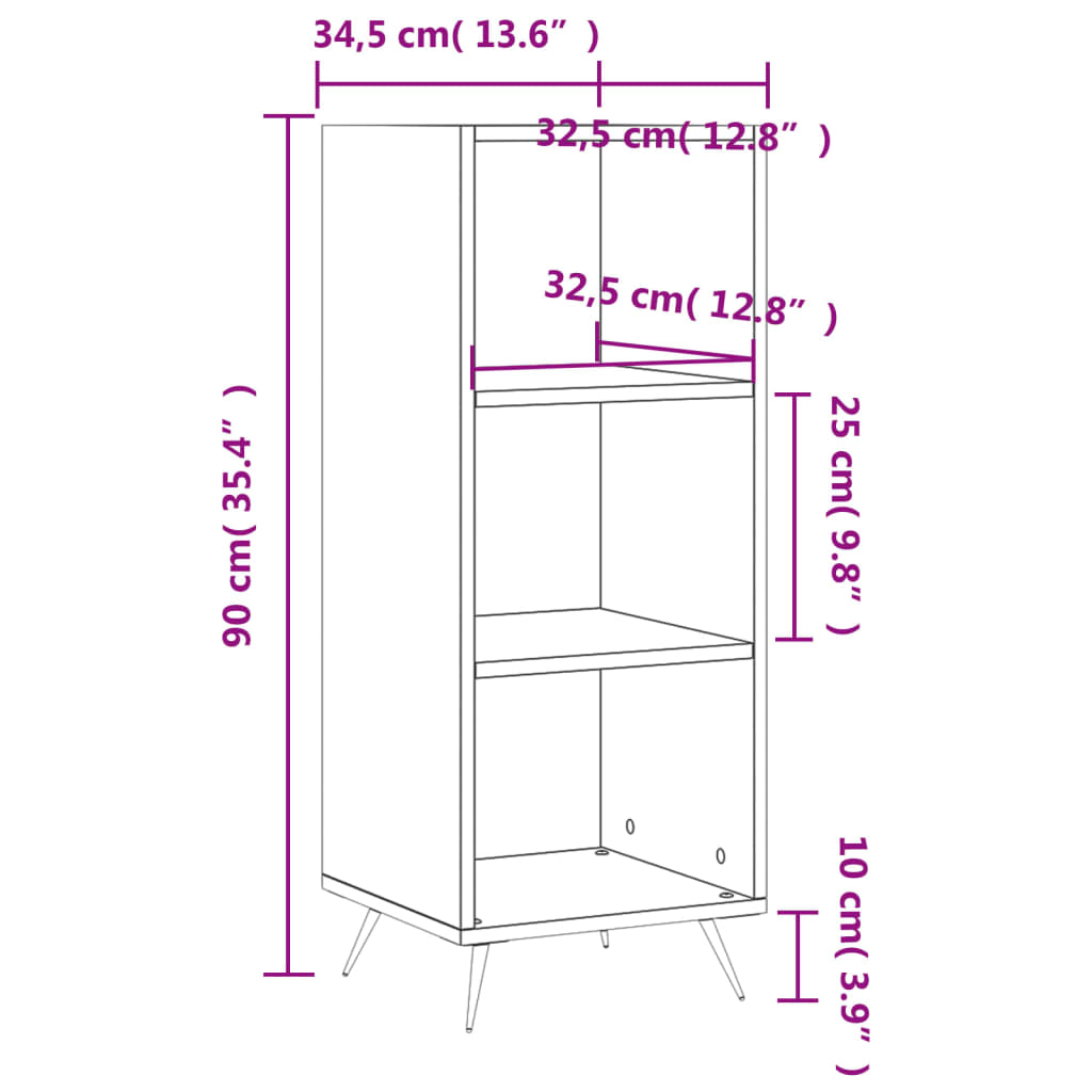 Dulap cu rafturi, gri sonoma, 34,5x32,5x90 cm, lemn compozit Lando - Lando