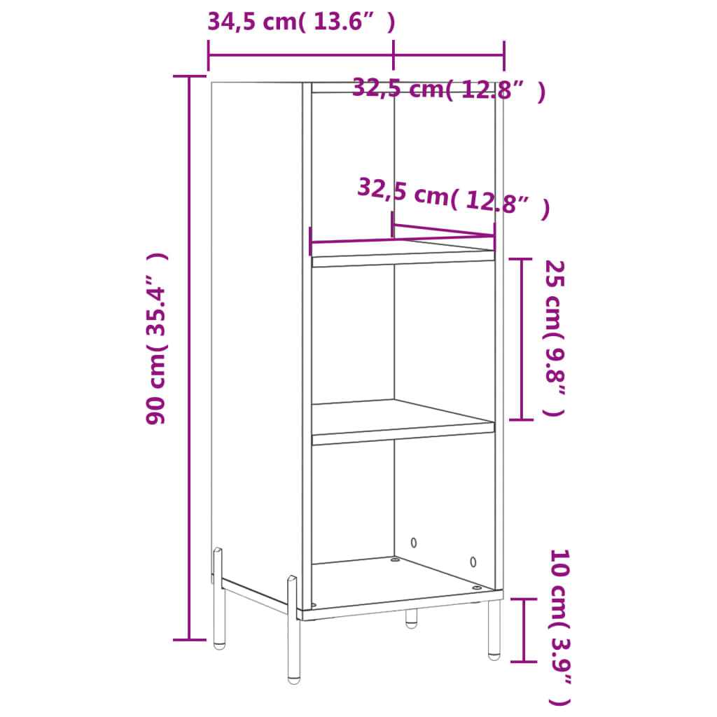 Servantă, gri beton, 34,5x32,5x90 cm, lemn prelucrat Lando - Lando