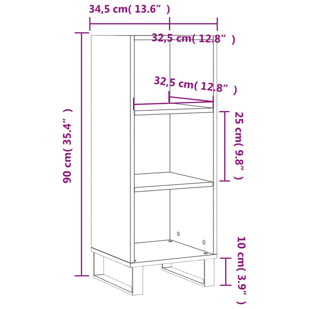 Servantă, stejar maro, 34,5x32,5x90 cm, lemn prelucrat Lando - Lando