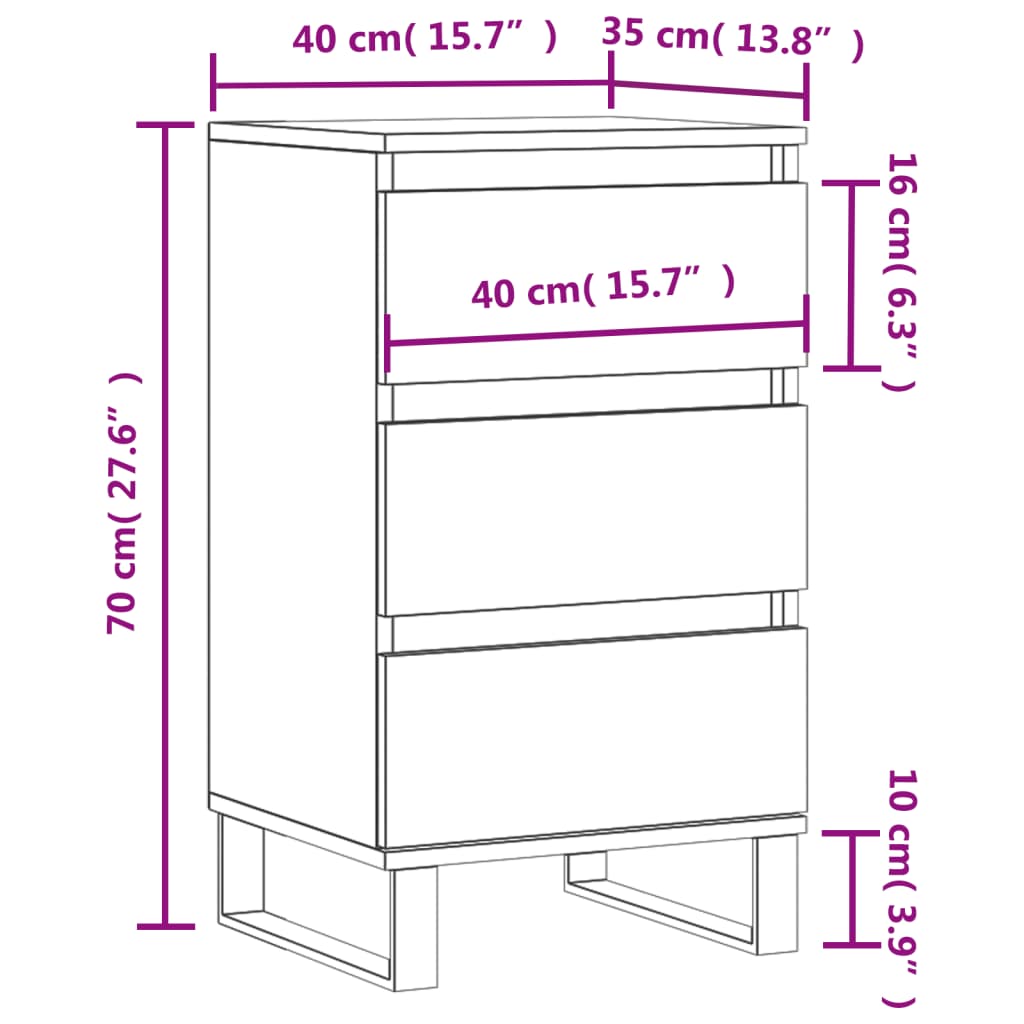 Servantă, alb, 40x35x70 cm, lemn prelucrat Lando - Lando