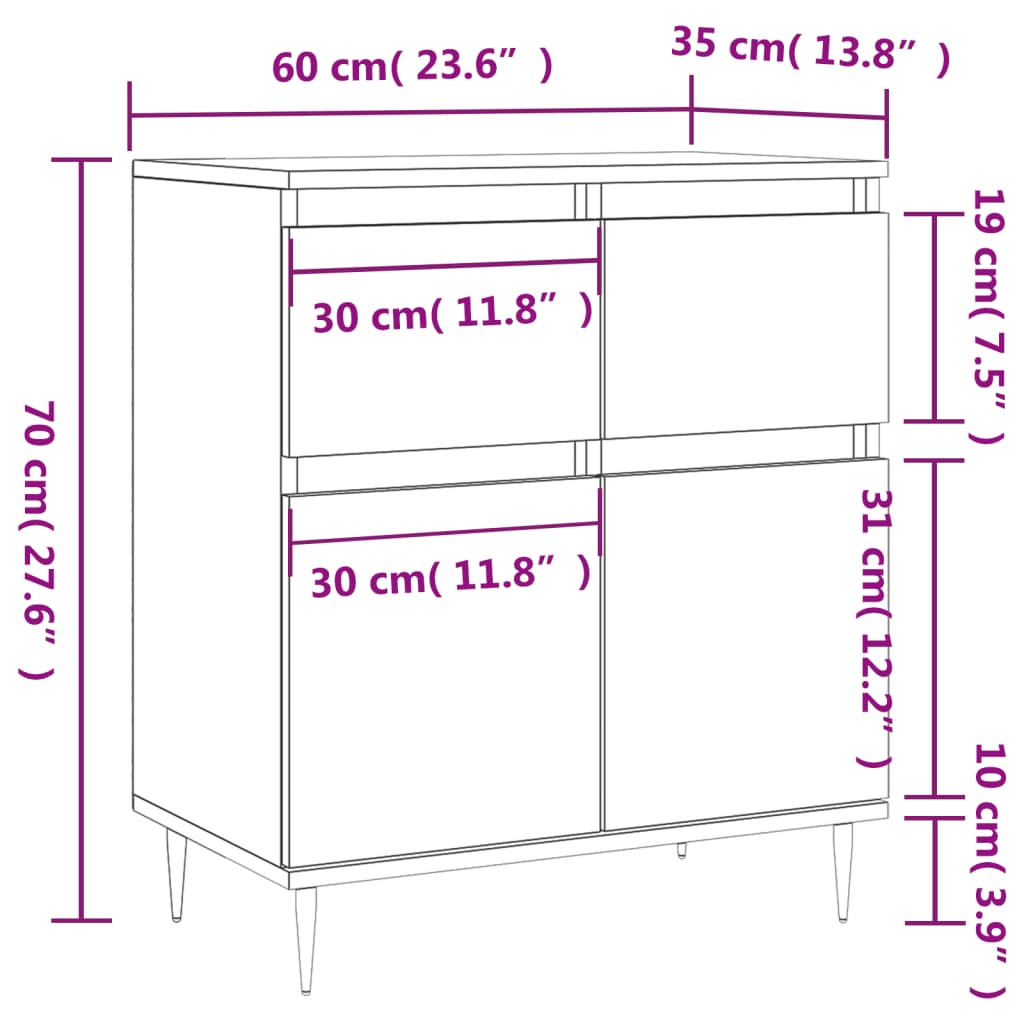 Servantă, gri beton, 60x35x70 cm, lemn prelucrat - Lando