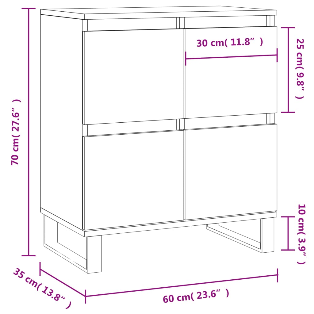 Servantă, gri beton, 60x35x70 cm, lemn prelucrat - Lando