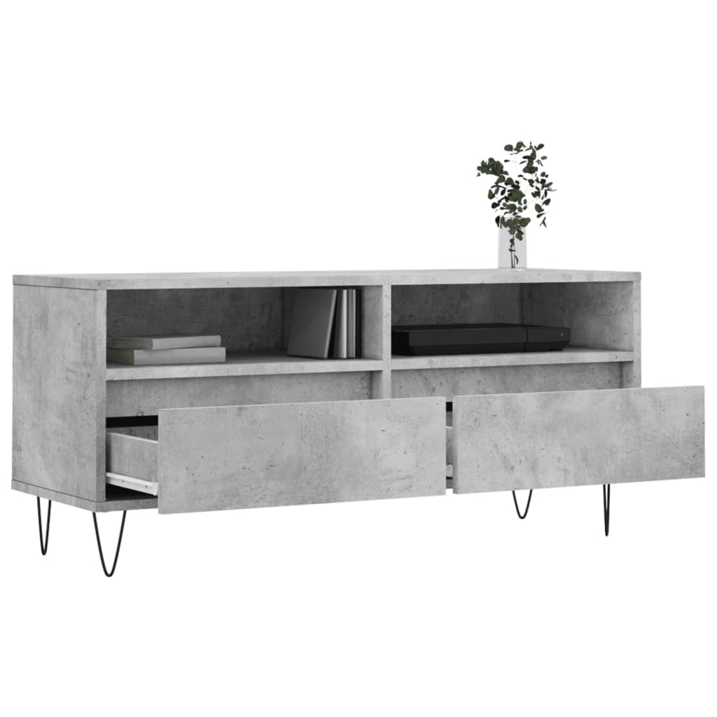 Comodă TV, gri beton, 100x34,5x44,5 cm, lemn prelucrat Lando - Lando