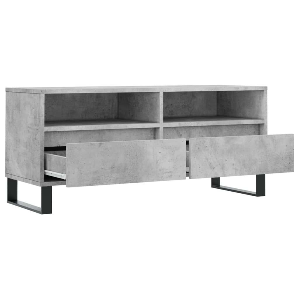 Comodă TV, gri beton, 100x34,5x44,5 cm, lemn prelucrat Lando - Lando