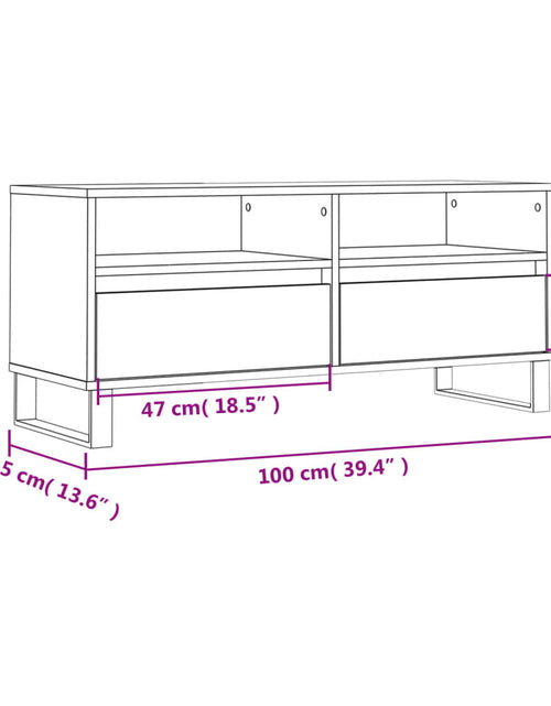 Încărcați imaginea în vizualizatorul Galerie, Comodă TV, stejar maro, 100x34,5x44,5 cm, lemn prelucrat Lando - Lando
