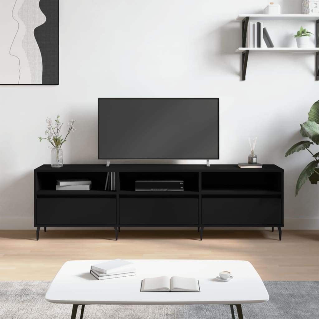Comodă TV, negru, 150x30x44,5 cm, lemn prelucrat Lando - Lando