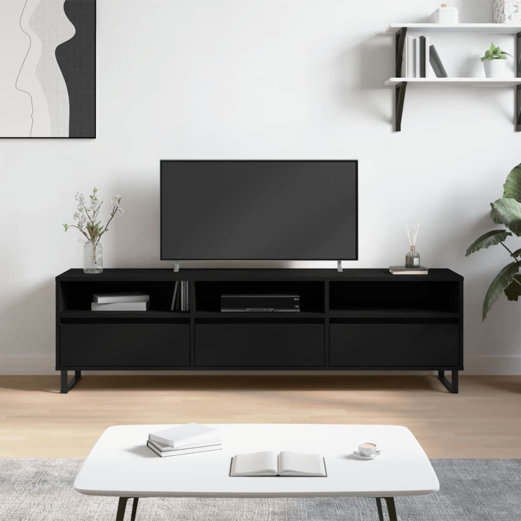 Comodă TV, negru, 150x30x44,5 cm, lemn prelucrat - Lando