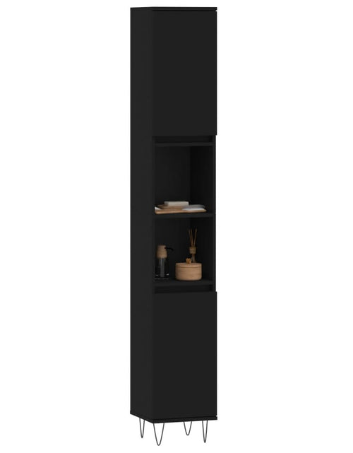 Încărcați imaginea în vizualizatorul Galerie, Dulap de baie, negru, 30x30x190 cm, lemn prelucrat - Lando
