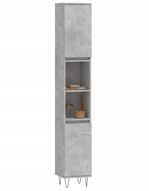 Încărcați imaginea în vizualizatorul Galerie, Dulap de baie, gri beton, 30x30x190 cm, lemn prelucrat Lando - Lando

