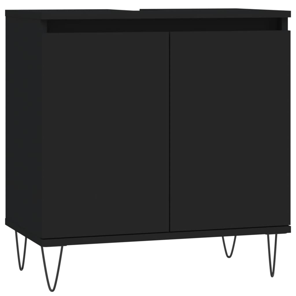 Dulap de baie, negru, 58x33x60 cm, lemn prelucrat - Lando
