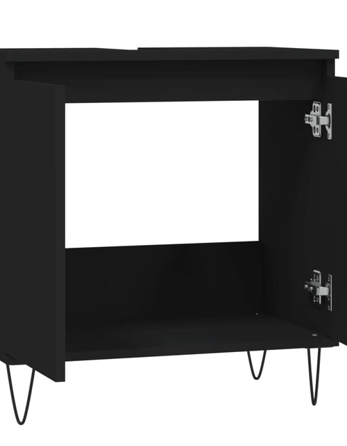 Încărcați imaginea în vizualizatorul Galerie, Dulap de baie, negru, 58x33x60 cm, lemn prelucrat - Lando
