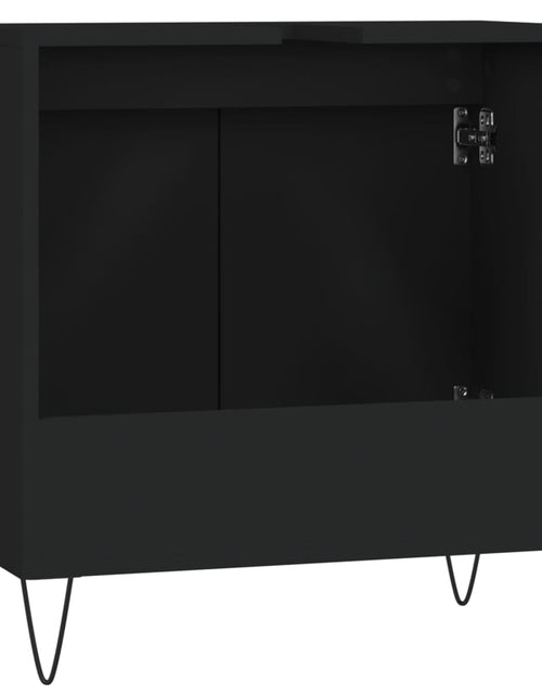 Загрузите изображение в средство просмотра галереи, Dulap de baie, negru, 58x33x60 cm, lemn prelucrat - Lando
