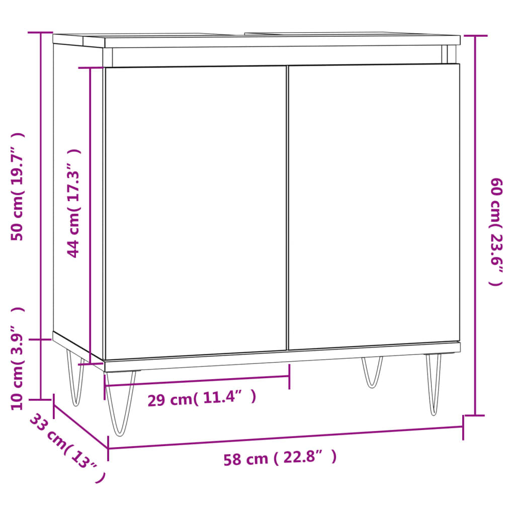 Dulap de baie, stejar sonoma, 58x33x60 cm, lemn prelucrat Lando - Lando