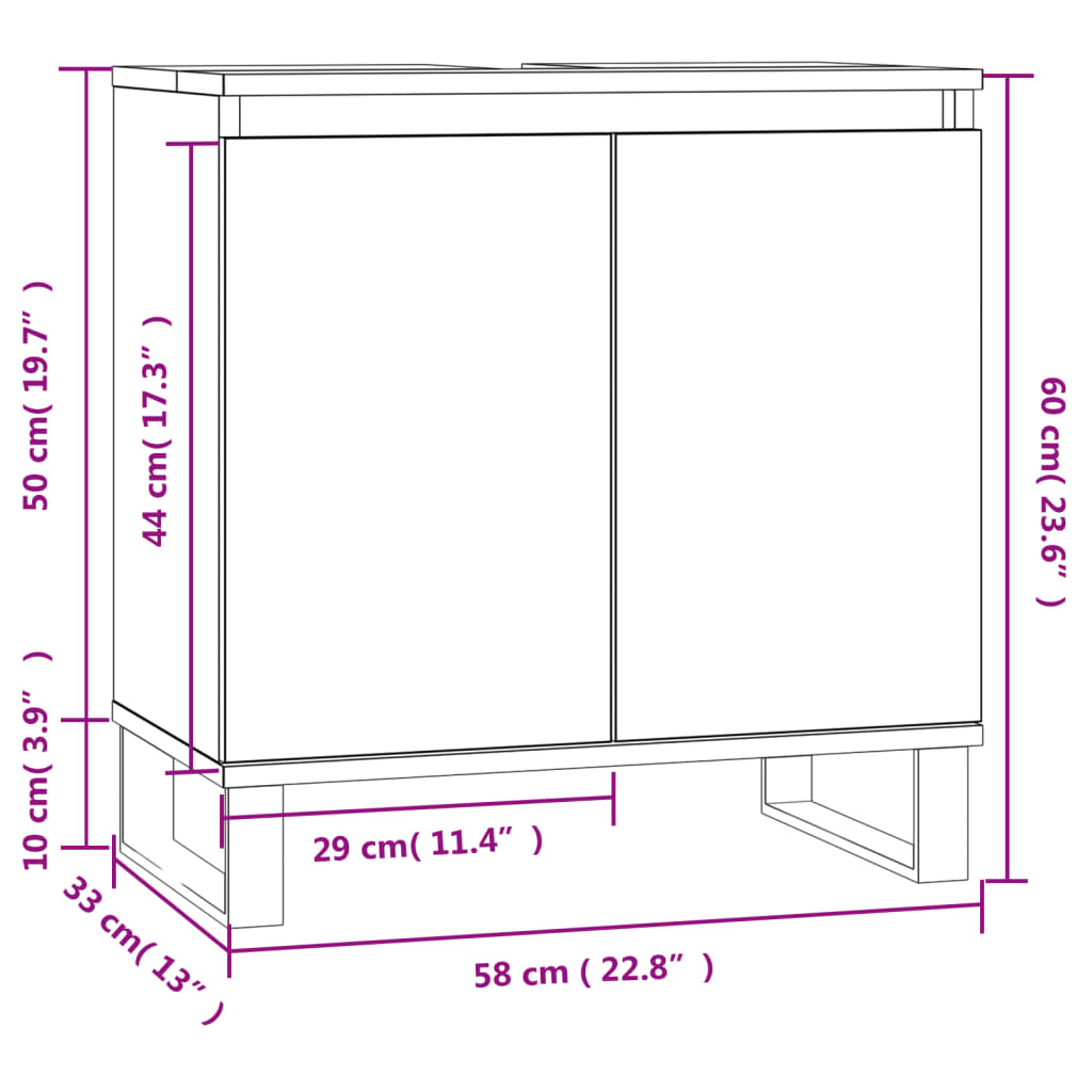 Dulap de baie, stejar sonoma, 58x33x60 cm, lemn prelucrat Lando - Lando