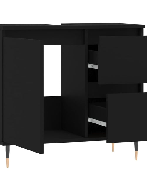 Încărcați imaginea în vizualizatorul Galerie, Dulap de baie, negru, 65x33x60 cm, lemn prelucrat - Lando
