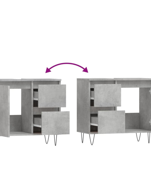 Загрузите изображение в средство просмотра галереи, Dulap de baie, gri beton, 65x33x60 cm, lemn prelucrat Lando - Lando
